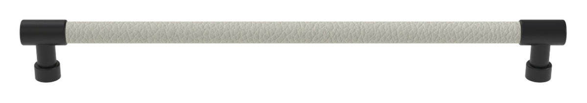 Häfele 111.95.425 TAG - Bar Pull, Traditional, Zinc, Faux Leather, Matte aluminum/oyster, 256 mm (10 1/16") CTC