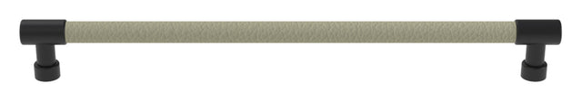 Häfele 111.95.419 TAG - Bar Pull, Traditional, Zinc, Faux Leather, Black/oyster, 256 mm (10 1/16") CTC