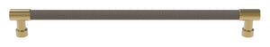 Häfele 111.95.429 TAG - Bar Pull, Traditional, Zinc, Faux Leather, Matte gold/pewter, 256 mm (10 1/16") CTC