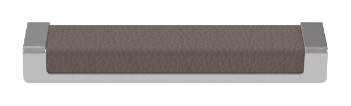 Häfele 111.95.437 TAG - Pull, Minimalist, Zinc, Faux Leather, Black/oyster, 128 mm (5 1/16") CTC