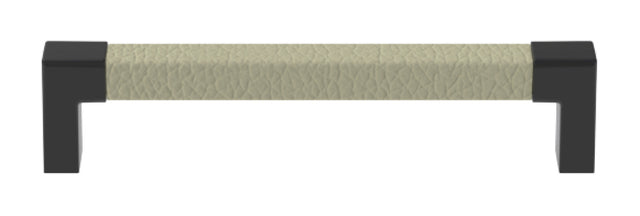 Häfele 111.95.473 TAG - Pull, Modern, Zinc, Faux Leather, Black/oyster, 128 mm (5 1/16") CTC