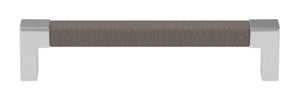 Häfele 111.95.485 TAG - Pull, Modern, Zinc, Faux Leather, Matte nickel/oyster, 128 mm (5 1/16") CTC