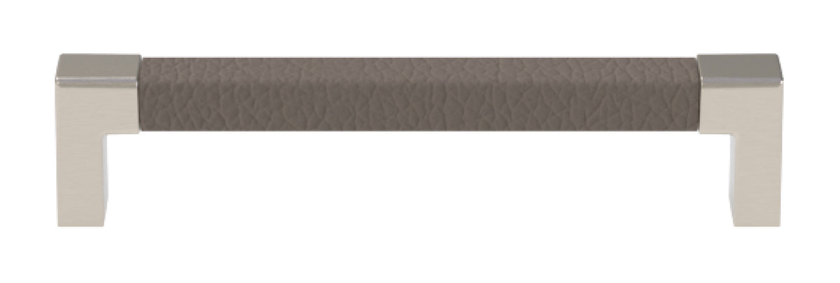 Häfele 111.95.485 TAG - Pull, Modern, Zinc, Faux Leather, Matte nickel/oyster, 128 mm (5 1/16") CTC