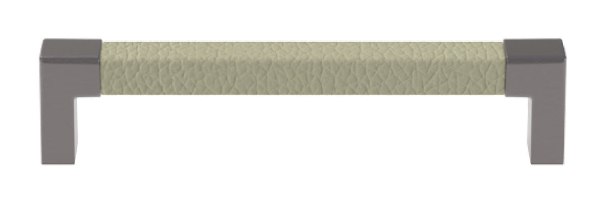Häfele 111.95.473 TAG - Pull, Modern, Zinc, Faux Leather, Black/oyster, 128 mm (5 1/16") CTC