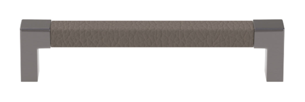 Häfele 111.95.485 TAG - Pull, Modern, Zinc, Faux Leather, Matte nickel/oyster, 128 mm (5 1/16") CTC