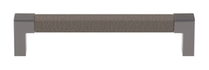 Häfele 111.95.483 TAG - Pull, Modern, Zinc, Faux Leather, Matte gold/pewter, 128 mm (5 1/16") CTC