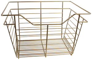 Häfele 547.38.812 Wire Closet Basket, with Full Extension Slides, Matte gold (powder-coated), 12" x 17" x 6", with zinc-plated 12" slides