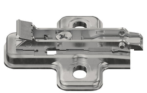 Häfele 329.62.520 Salice - Clip Mounting Plate, without Pre-Installed Mounting Screws, quick fixing system, fixing with chipboard screws, depth adjustable via eccentric, 0 mm, BAV3L09F, zinc