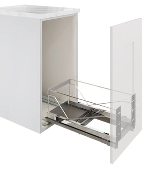 Häfele 502.57.220 Kesseböhmer - Waste Bin Pull-Out, Single Bin, Bottom Mounted, for 15" cabinet width, Chrome, 36 qt