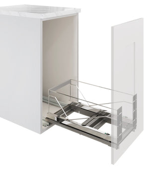 Häfele 502.57.260 Kesseböhmer - Waste Bin Pull-Out, Double Bin, Bottom Mounted, 2 x 28 qt bins, for 15" cabinet width, Chrome