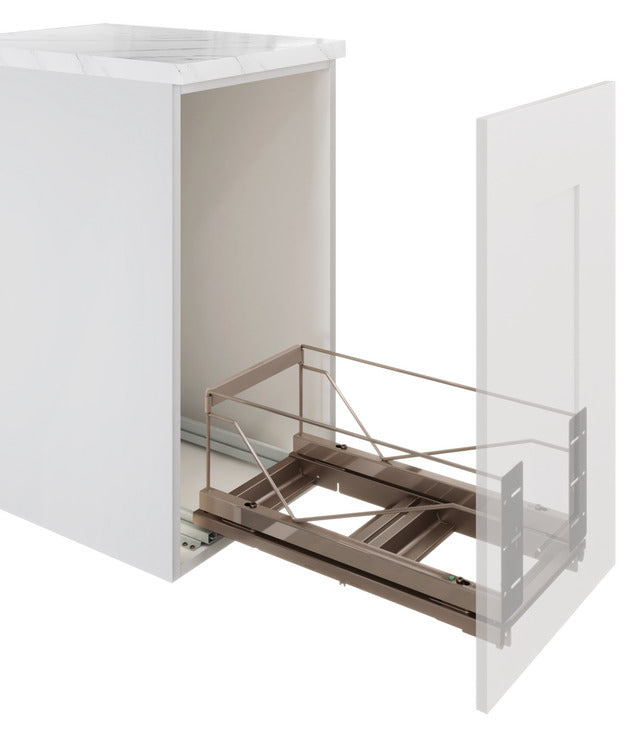 Häfele 502.57.260 Kesseböhmer - Waste Bin Pull-Out, Double Bin, Bottom Mounted, 2 x 28 qt bins, for 15" cabinet width, Chrome