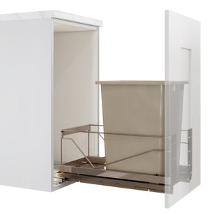 Häfele 502.57.220 Kesseböhmer - Waste Bin Pull-Out, Single Bin, Bottom Mounted, for 15" cabinet width, Chrome, 36 qt