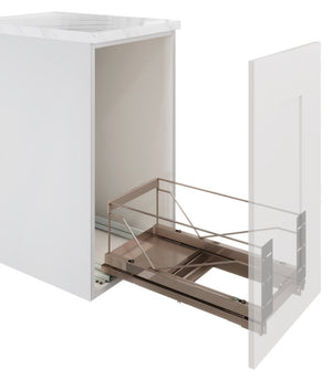 Häfele 502.56.230 Kesseböhmer - Waste Bin Pull-Out, Single Bin, Bottom Mounted, for 15" cabinet width, Chrome, Bulk/Frame Only