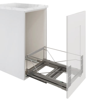 Häfele 502.57.950 Kesseböhmer - Waste Bin Pull-Out, Double Bin, Bottom Mounted, for 18" cabinet width, Silver, Bulk/Frame Only