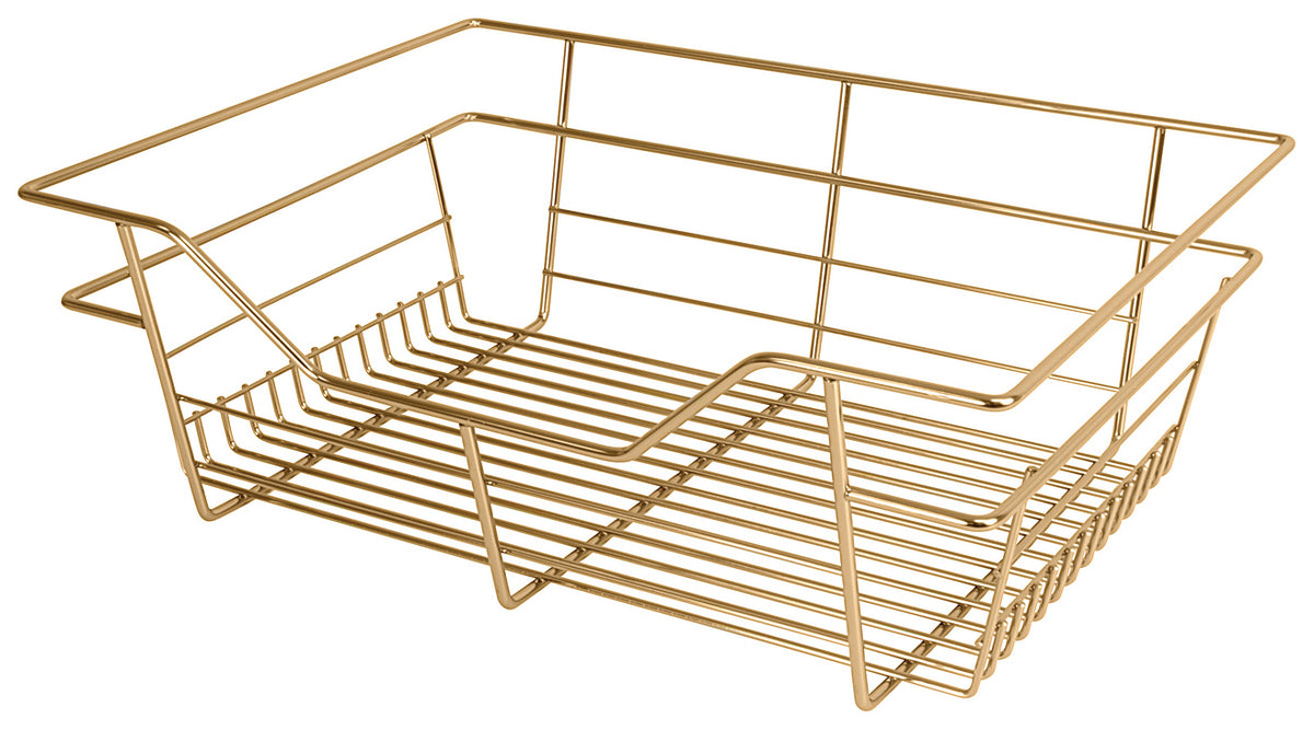 Häfele 547.41.252 Wire Closet Basket, with Full Extension Slides, Chrome-plated, 16" x 29" x 6", with zinc-plated 16" slides