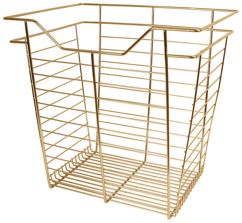 Häfele 547.41.858 Wire Closet Basket, with Full Extension Slides, Matte gold (powder-coated), 16" x 29" x 17", with zinc-plated 16" slides