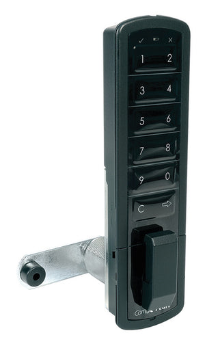 Häfele 231.97.212 Keypad Lock, CompX Pearl, Manual, Vertical, with lever on bottom, 11/16" cylinder length, matte black