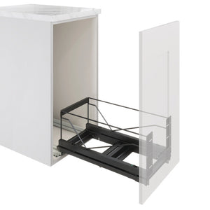 Häfele 502.57.360 Kesseböhmer - Waste Bin Pull-Out, Double Bin, Bottom Mounted, 2 x 28 qt bins, for 15" cabinet width, Anthracite