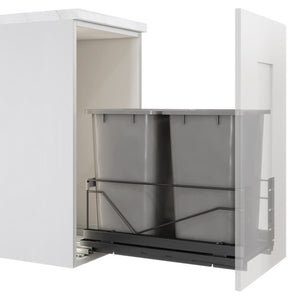 Häfele 502.57.260 Kesseböhmer - Waste Bin Pull-Out, Double Bin, Bottom Mounted, 2 x 28 qt bins, for 15" cabinet width, Chrome