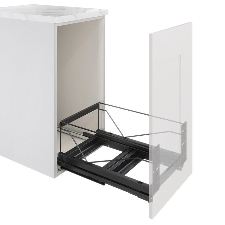 Häfele 502.57.840 Kesseböhmer - Waste Bin Pull-Out, Double Bin, Bottom Mounted, for 18" cabinet width, Champagne, 2 x 36 qt
