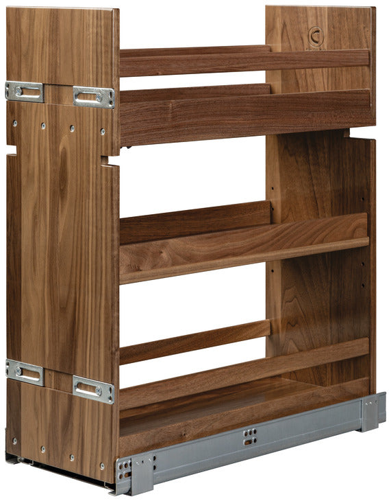 Häfele 503.79.806 Base Pull-Out Organizer, Walnut, Riviera Collection, 8 7/8" width