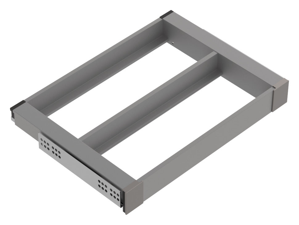 Häfele 807.81.571 TAG - Pull-Out Tray Frame, Curate, 14" Depth, with two compartments, black, 24" width