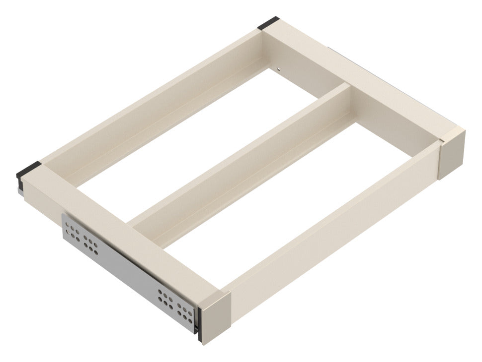 Häfele 807.81.526 TAG - Pull-Out Tray Frame, Curate, 14" Depth, with two compartments, matte gold, 18" width