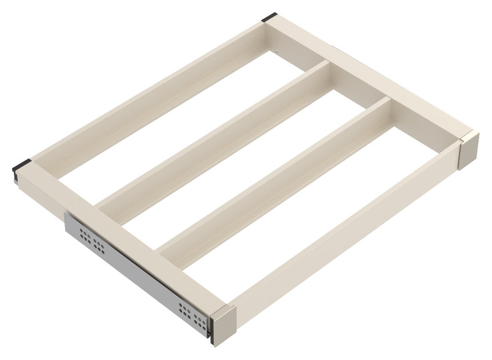 Häfele 807.81.540 TAG - Pull-Out Tray Frame, Curate, 20" Depth, with three compartments, matte nickel, 36" width