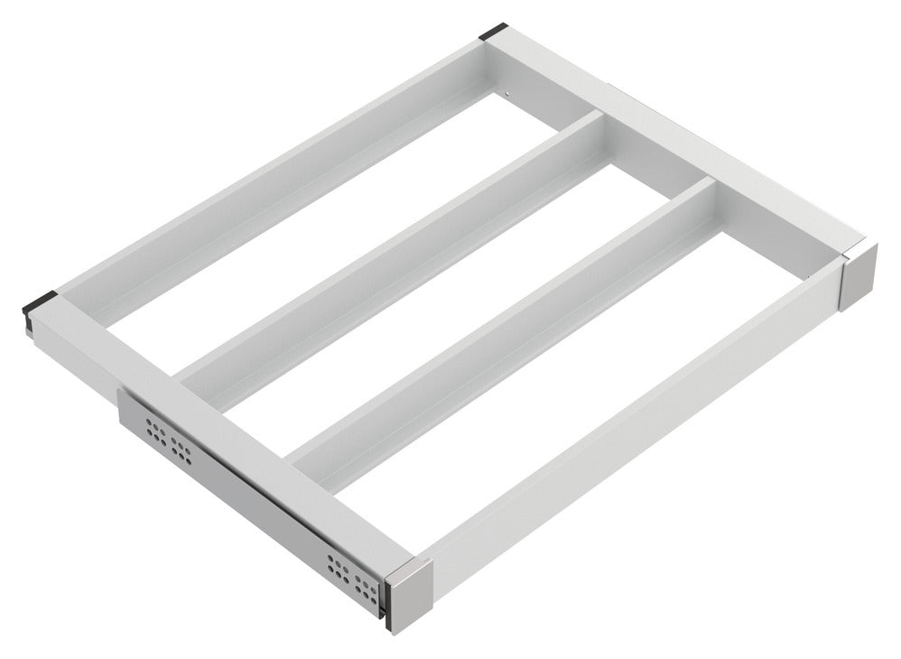 Häfele 807.81.582 TAG - Pull-Out Tray Frame, Curate, 20" Depth, with three compartments, black, 30" width