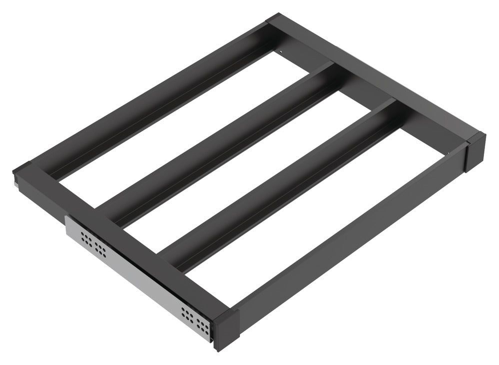 Häfele 807.81.540 TAG - Pull-Out Tray Frame, Curate, 20" Depth, with three compartments, matte nickel, 36" width