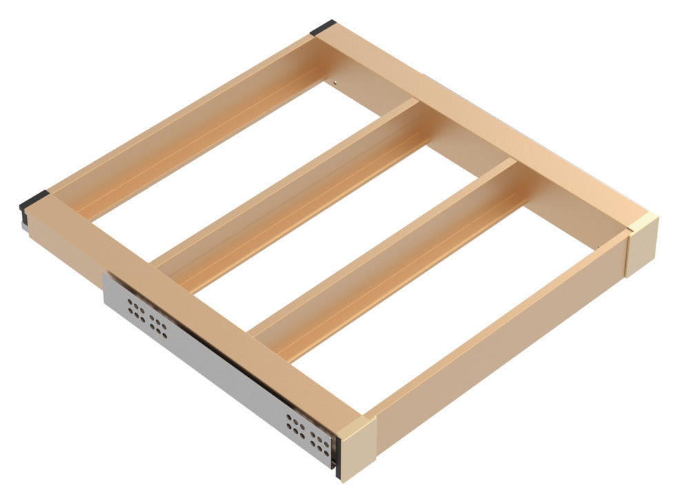 Häfele 807.81.544 TAG - Pull-Out Tray Frame, Curate, 20" Depth, with three compartments, matte aluminum, 18" width