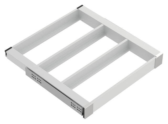 Häfele 807.81.544 TAG - Pull-Out Tray Frame, Curate, 20" Depth, with three compartments, matte aluminum, 18" width