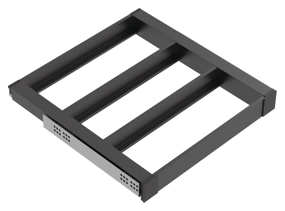 Häfele 807.81.564 TAG - Pull-Out Tray Frame, Curate, 20" Depth, with three compartments, slate gray, 18" width
