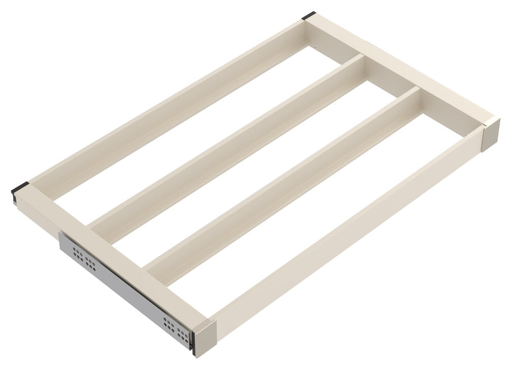 Häfele 807.81.582 TAG - Pull-Out Tray Frame, Curate, 20" Depth, with three compartments, black, 30" width