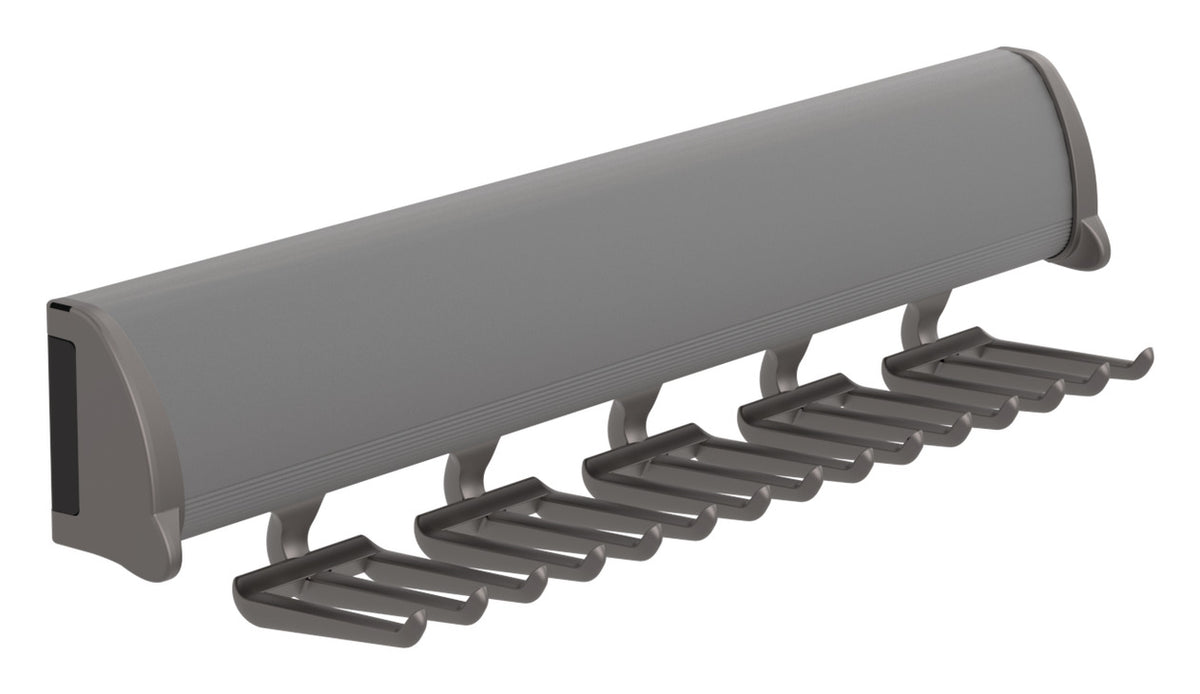 Häfele 807.67.237 TAG - Tie Rack, 11 15/16" - 17 7/8" length, powder-coated aluminum, Matte aluminum, 24 hooks, 17 7/8"