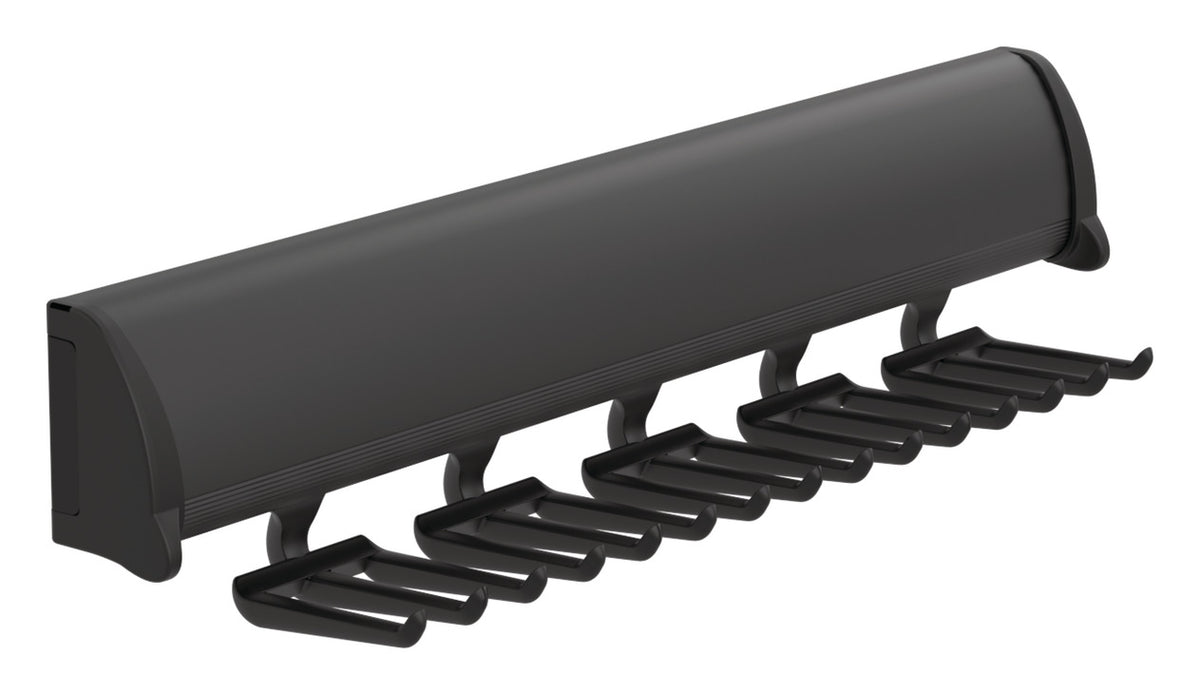 Häfele 807.67.232 TAG - Tie Rack, 11 15/16" - 17 7/8" length, powder-coated aluminum, Matte aluminum, 18 hooks, 14 1/8"