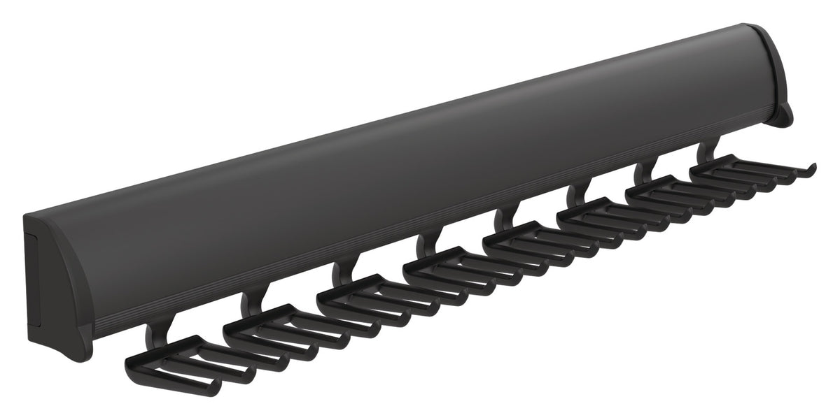 Häfele 807.67.226 TAG - Tie Rack, 11 15/16" - 17 7/8" length, powder-coated aluminum, Black, 15 hooks, 11 15/16"