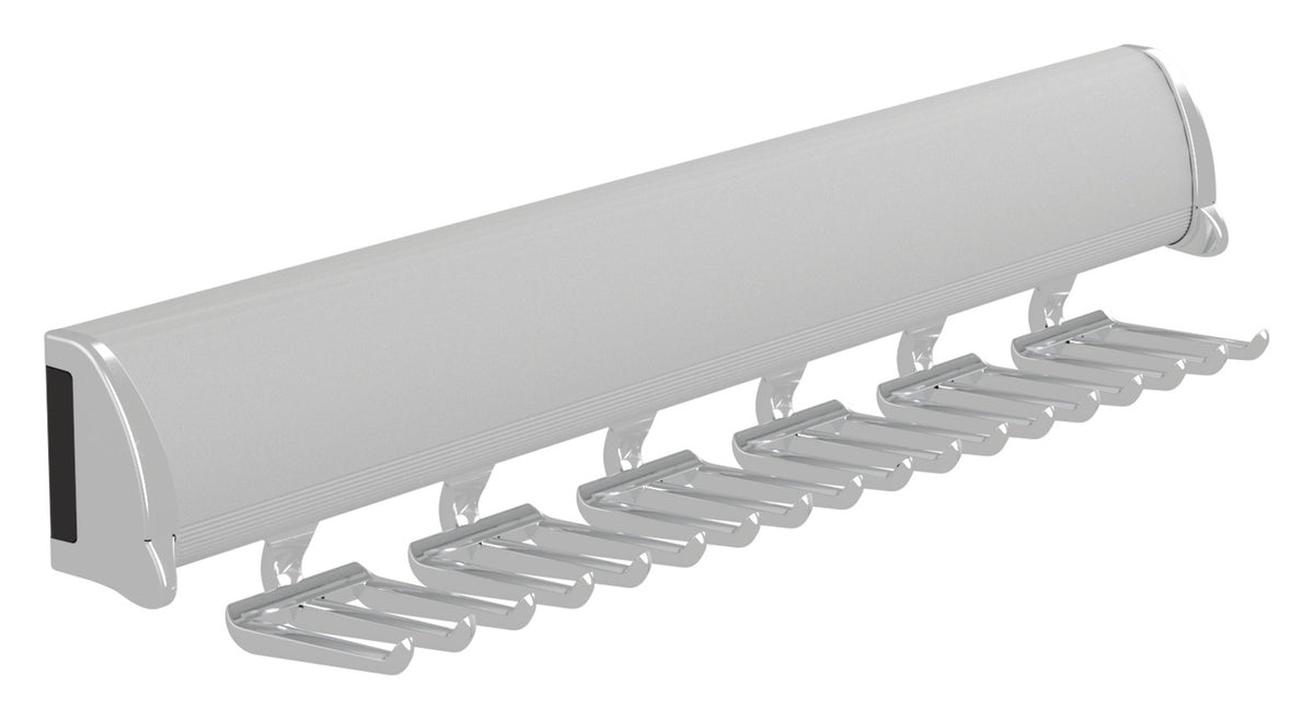 Häfele 807.67.237 TAG - Tie Rack, 11 15/16" - 17 7/8" length, powder-coated aluminum, Matte aluminum, 24 hooks, 17 7/8"