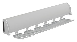 Häfele 807.67.237 TAG - Tie Rack, 11 15/16" - 17 7/8" length, powder-coated aluminum, Matte aluminum, 24 hooks, 17 7/8"