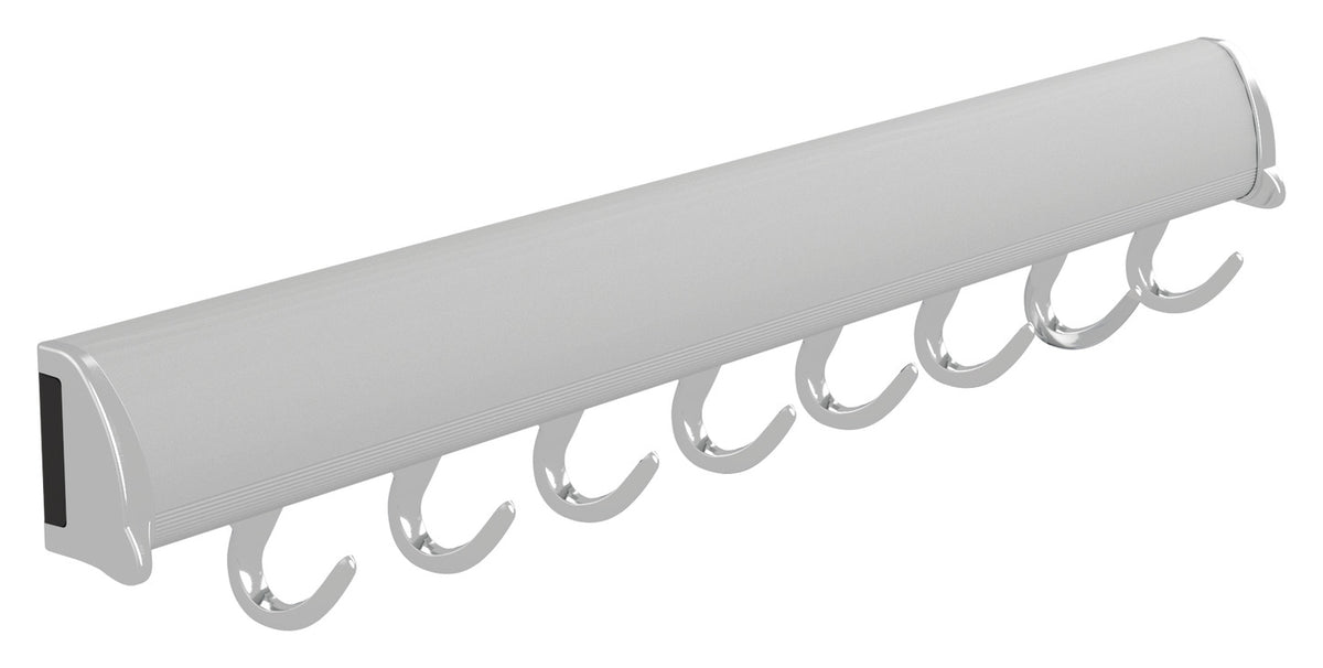 Häfele 807.67.262 TAG - Belt Rack, 11 15/-16" - 17 7/8" length, powder-coated aluminum, Matte gold, 8 hooks, 17 7/8"