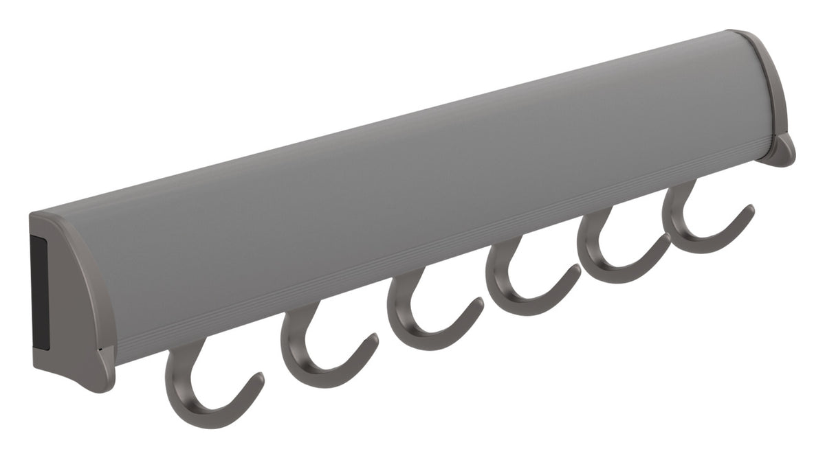 Häfele 807.67.252 TAG - Belt Rack, 11 15/-16" - 17 7/8" length, powder-coated aluminum, Matte gold, 5 hooks, 11 15/16"