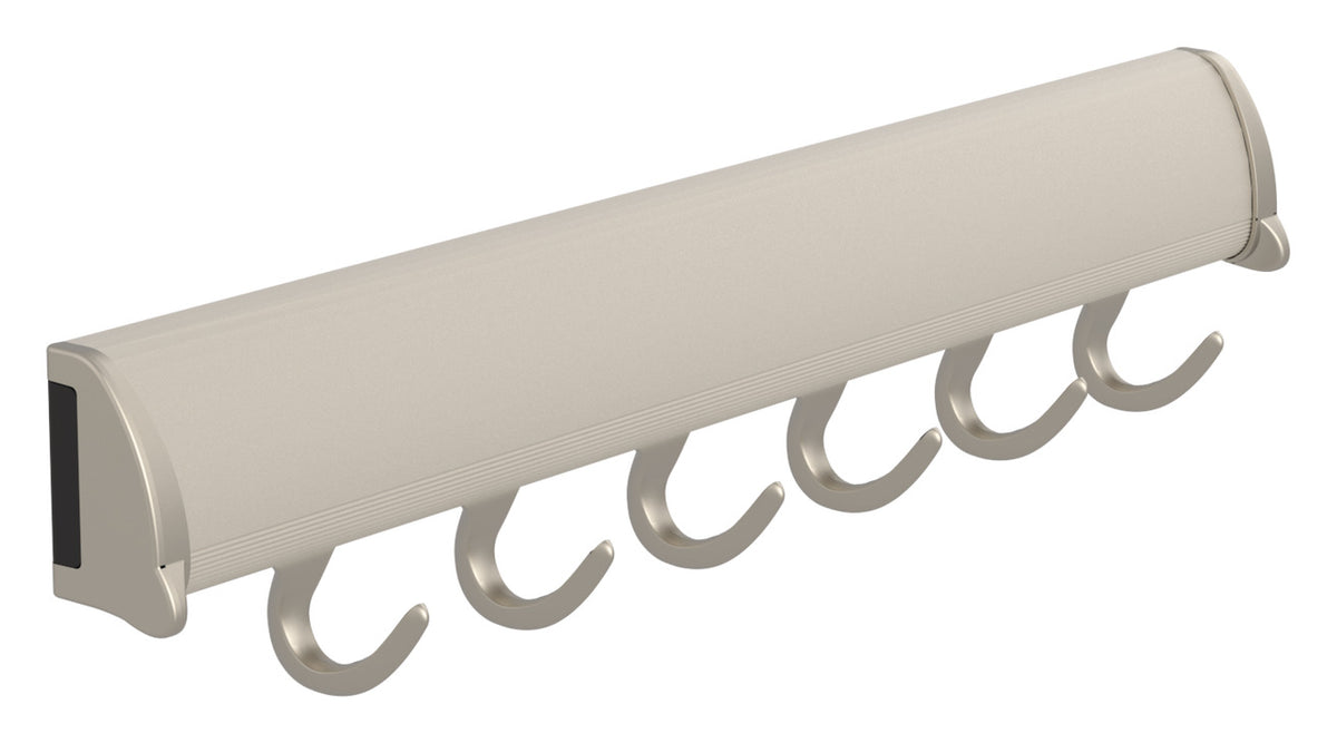 Häfele 807.67.263 TAG - Belt Rack, 11 15/-16" - 17 7/8" length, powder-coated aluminum, Matte nickel, 8 hooks, 17 7/8"