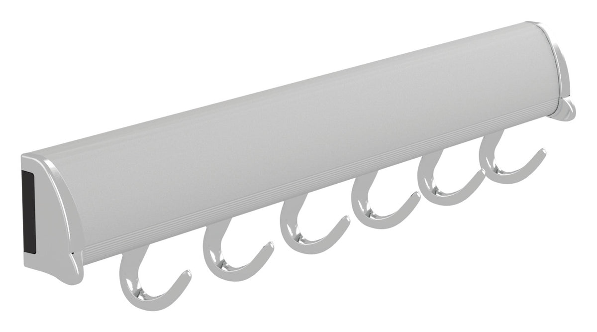 Häfele 807.67.262 TAG - Belt Rack, 11 15/-16" - 17 7/8" length, powder-coated aluminum, Matte gold, 8 hooks, 17 7/8"