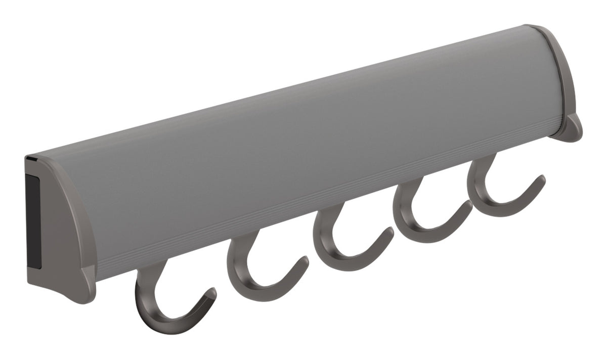 Häfele 807.67.262 TAG - Belt Rack, 11 15/-16" - 17 7/8" length, powder-coated aluminum, Matte gold, 8 hooks, 17 7/8"