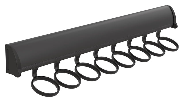 Häfele 807.67.339 TAG - Scarf Rack, 11 15/-16" - 17 7/8" length, powder-coated aluminum, Black, 8 hooks, 17 7/8"