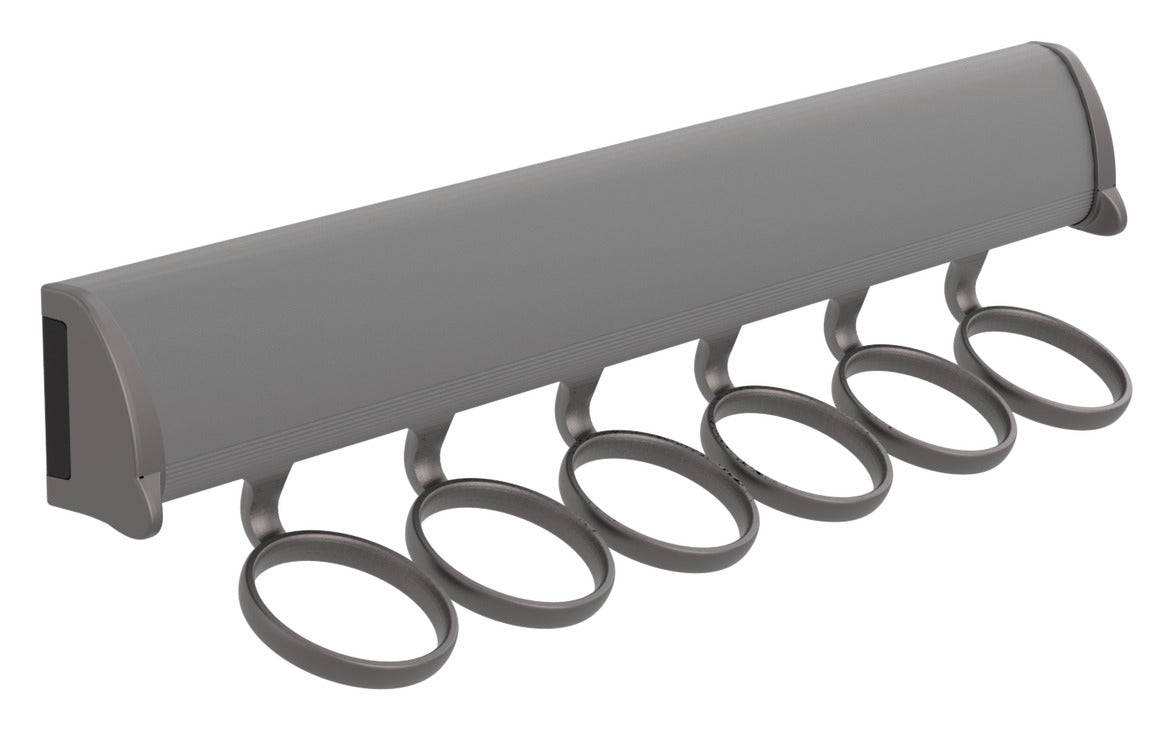 Häfele 807.67.342 TAG - Scarf Rack, 11 15/-16" - 17 7/8" length, powder-coated aluminum, Matte nickel, 8 hooks, 17 7/8"