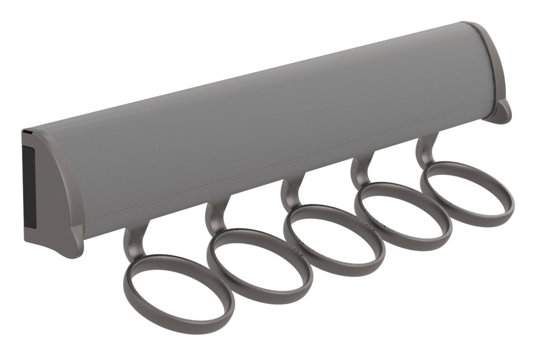 Häfele 807.67.339 TAG - Scarf Rack, 11 15/-16" - 17 7/8" length, powder-coated aluminum, Black, 8 hooks, 17 7/8"