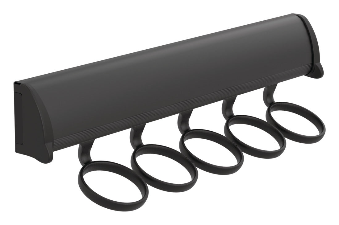 Häfele 807.67.339 TAG - Scarf Rack, 11 15/-16" - 17 7/8" length, powder-coated aluminum, Black, 8 hooks, 17 7/8"