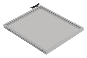 Häfele 807.76.345 TAG - Shelf, Illuminated Glass Shelf, powder-coated matte gold; 30" width; 13 3/4" depth; Warm white to cool white