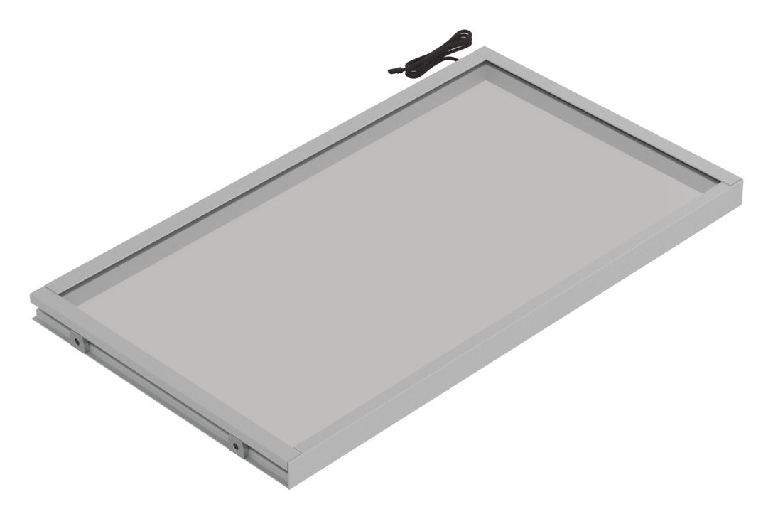 Häfele 807.76.046 TAG - Shelf, Illuminated Glass Shelf, powder-coated matte aluminum; 30" width; 20 5/16" depth; Warm white to cool white